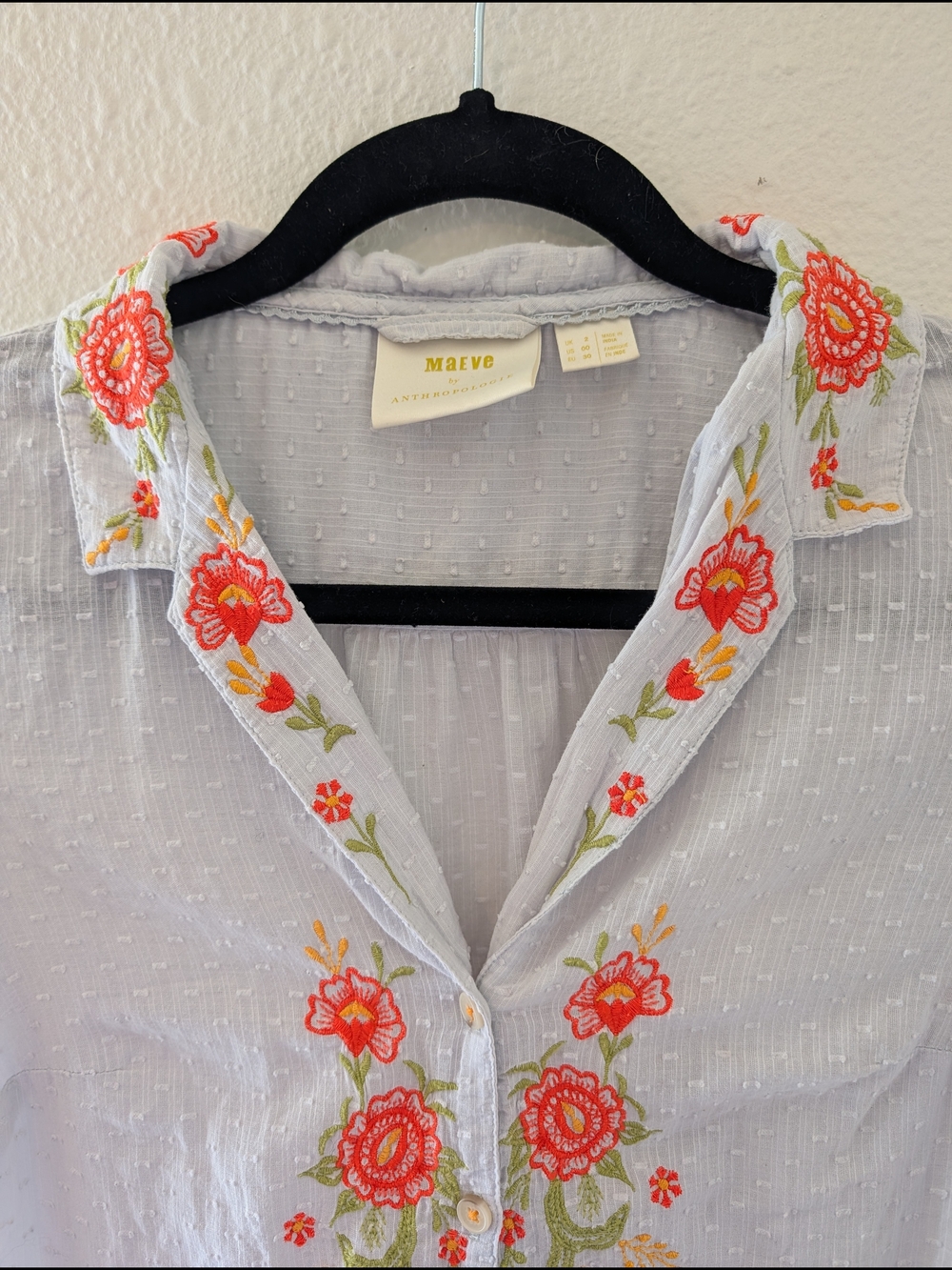 Maeve Anthropologie Floral Embroidered Top Size S - Picture 4 of 5